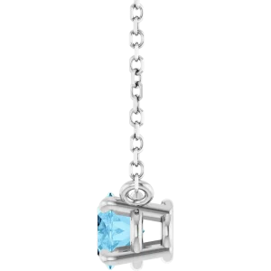 14K White Natural Aquamarine 14K Gold Necklace