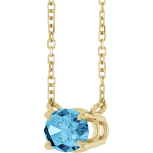 14K Yellow Natural Aquamarine 18