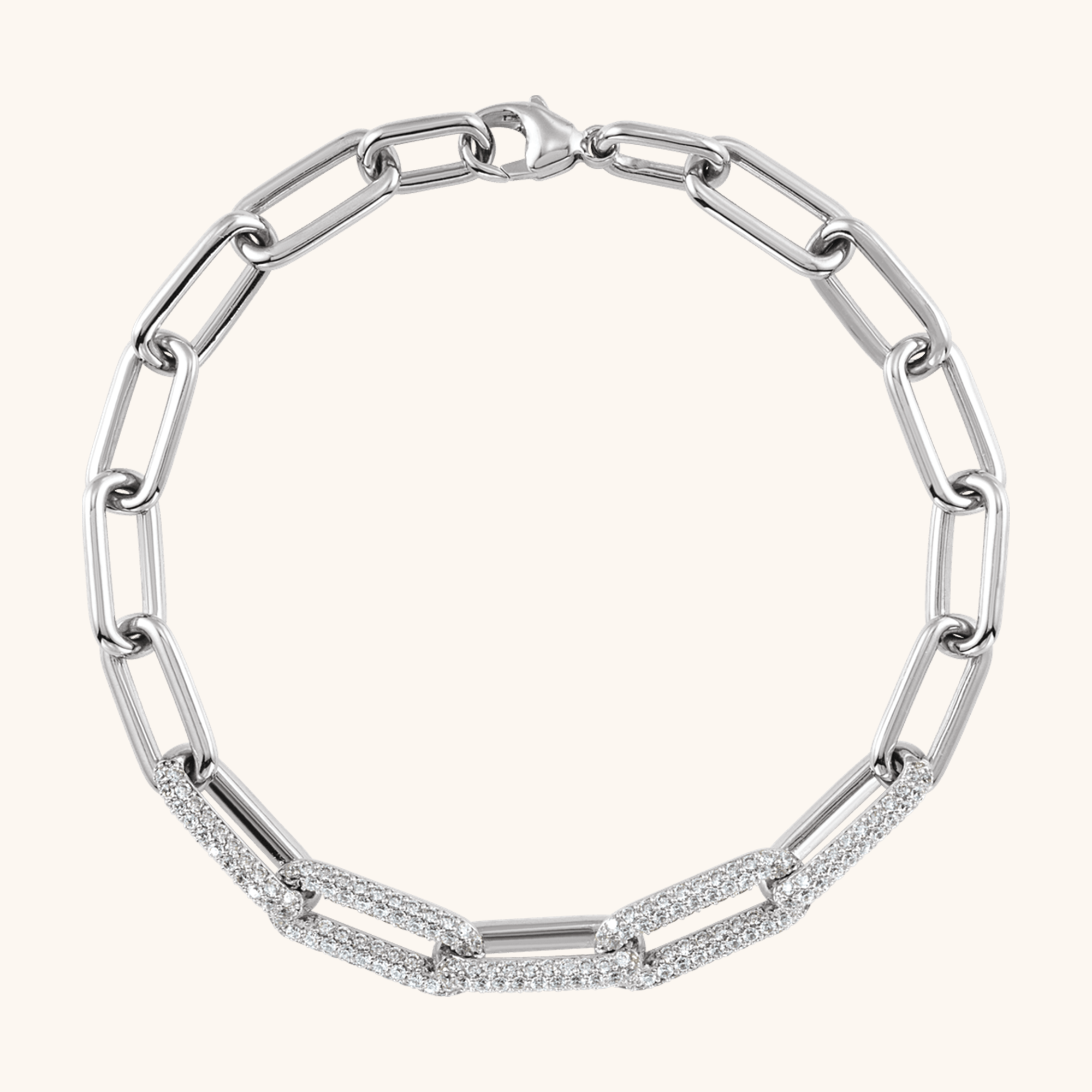 14K White 1 1_2 CTW Lab-Grown Diamond Paperclip-Style 7_ Bracelet_