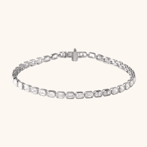 Lab-Grown Diamond tennis Bracelet– Elegant Emerald-Cut Diamonds -14K Gold