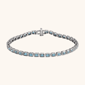 14K Gold Bracelet with Natural Blue Topaz