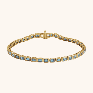 14K Gold Bracelet with Natural Blue Topaz
