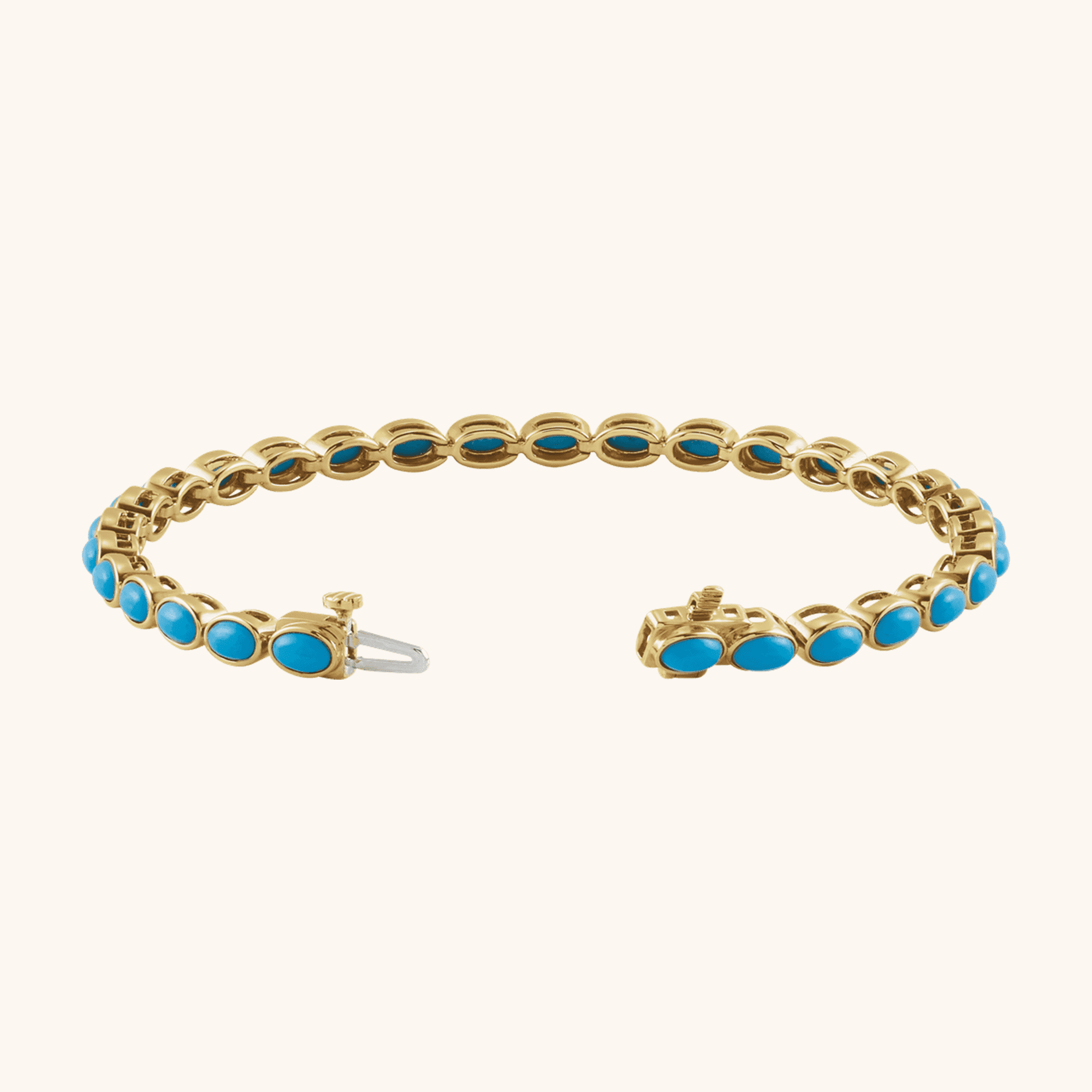 14K Yellow Natural Turquoise Line 7_ Bracelet_3 Luxury Fine Jewelry for Women
