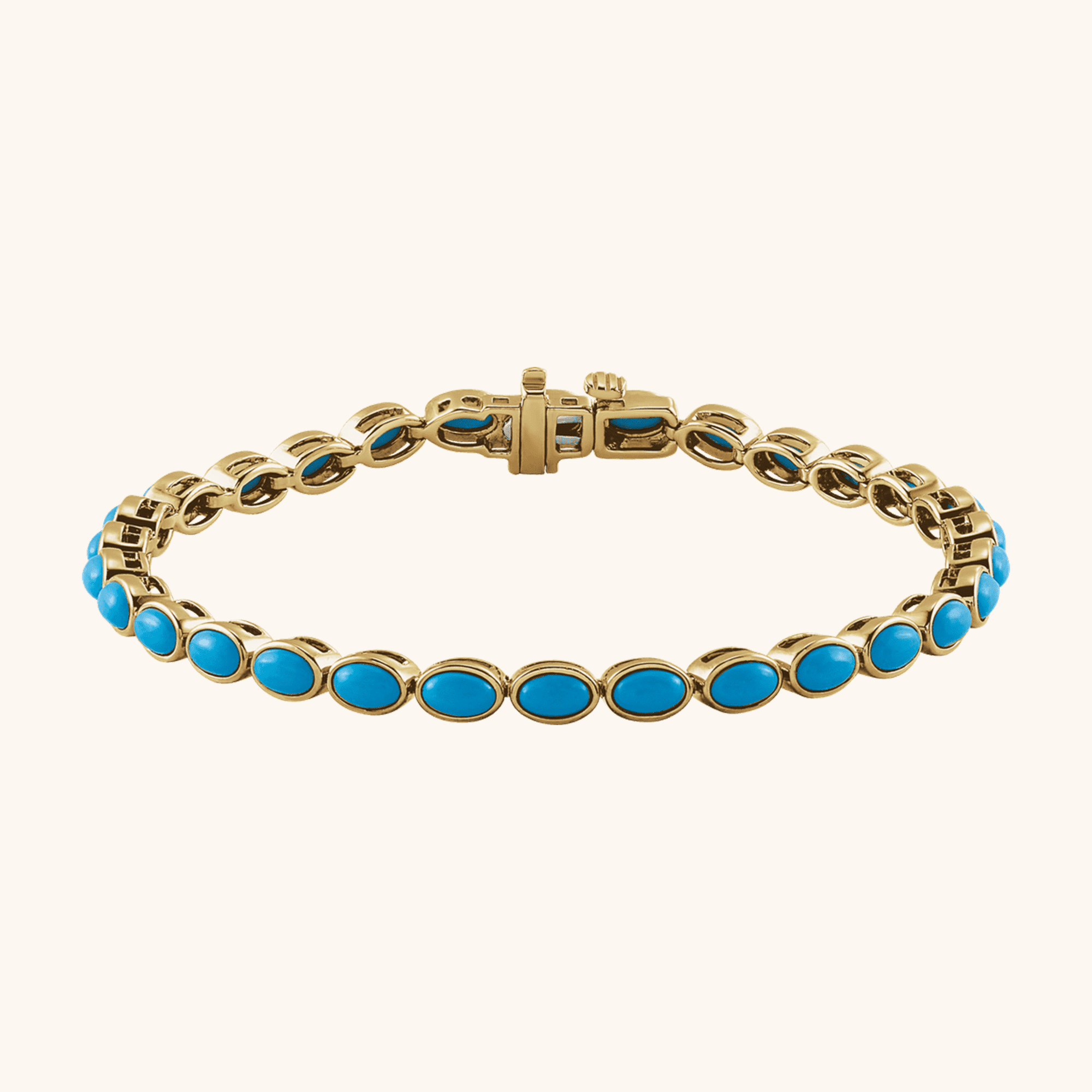 14K Gold Turquoise Tennis Bracelet