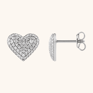 Natural Diamond Puffed Heart Earrings