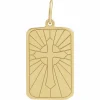 Gold Cross Dog Tag Pendant