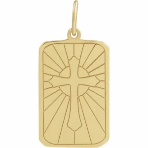 Gold Cross Dog Tag Pendant