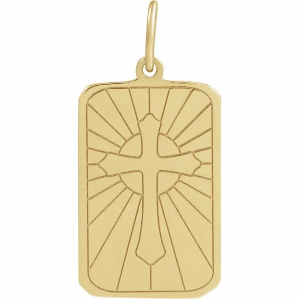 Gold Cross Dog Tag Pendant