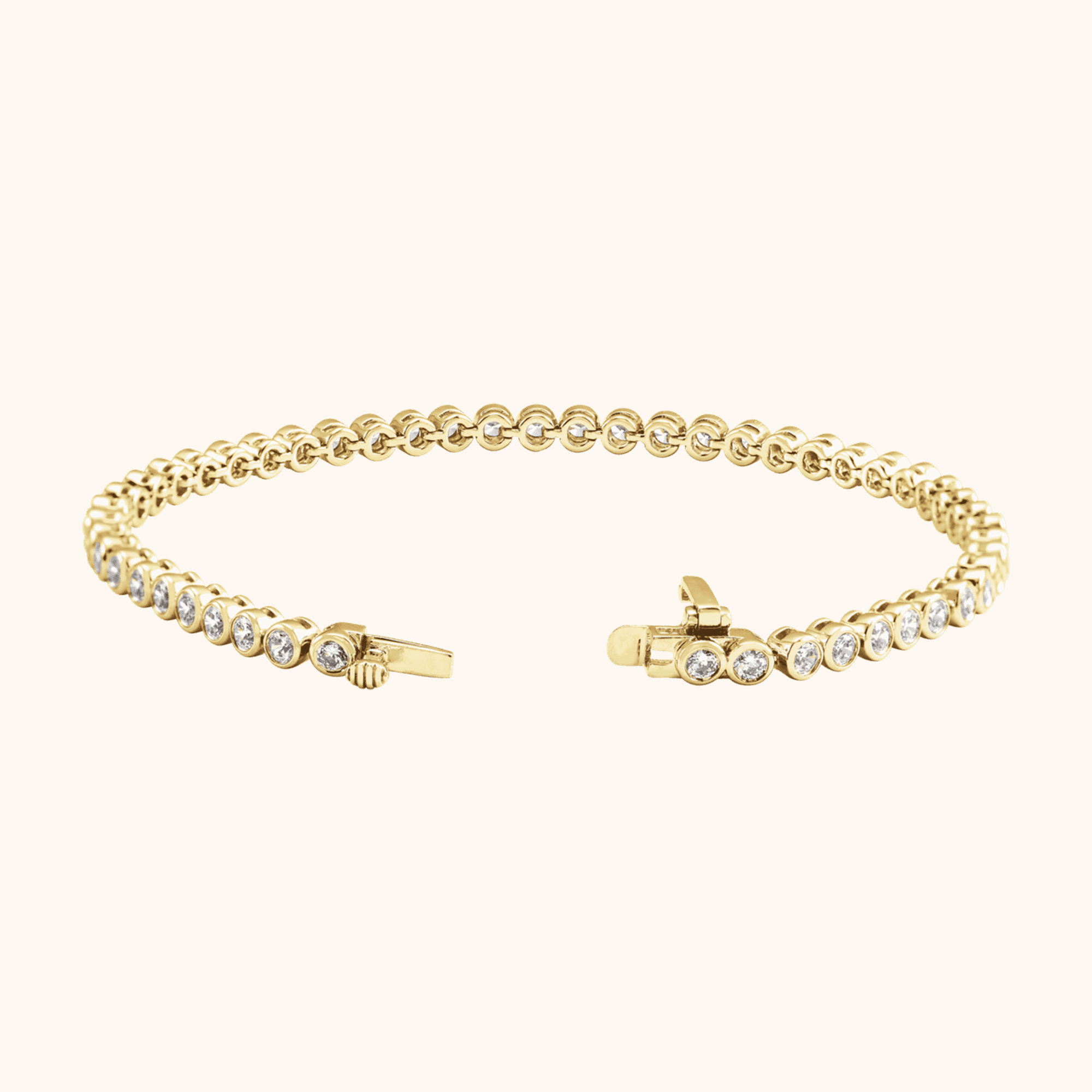14K Yellow 3 1_2 CTW Lab-Grown Diamond Bezel-Set 7_ Bracelet_ Tennis Bracelet