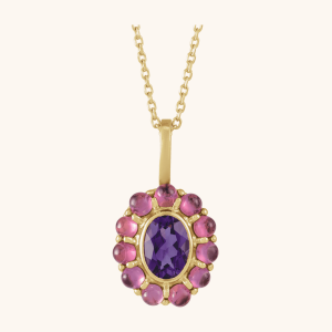 Cabochon gold necklace for women