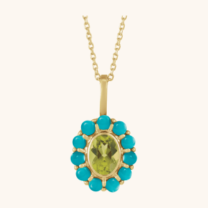 Cabochon gold necklace for women