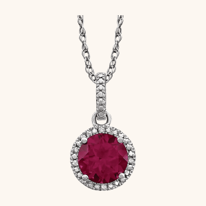 Excellent Halo Style Birthstone Necklace