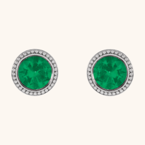 Round Bezel-Set Stud Earrings