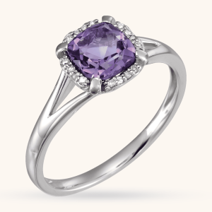 CUSHION AMETHYST Birthstone Ring