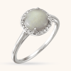 14K White Gold Natural White/red Opal Ring
