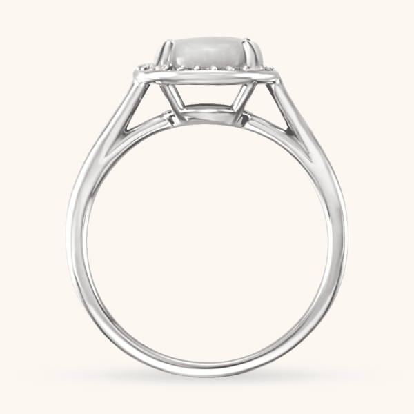 14K White Gold Natural White/red Opal Ring
