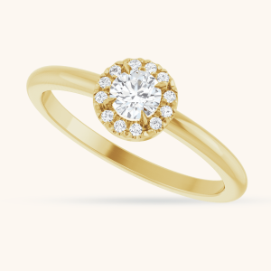 Gold Ring French-Set Halo opal