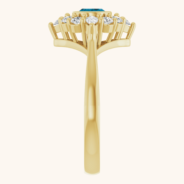 14K Yellow Gold Halo-Style Ring