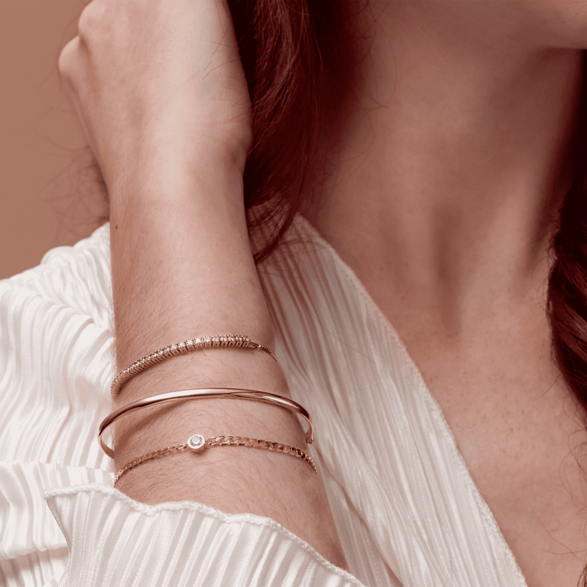 BRC954_102_P-2 14K Yellow Gold Bangle Bracelet