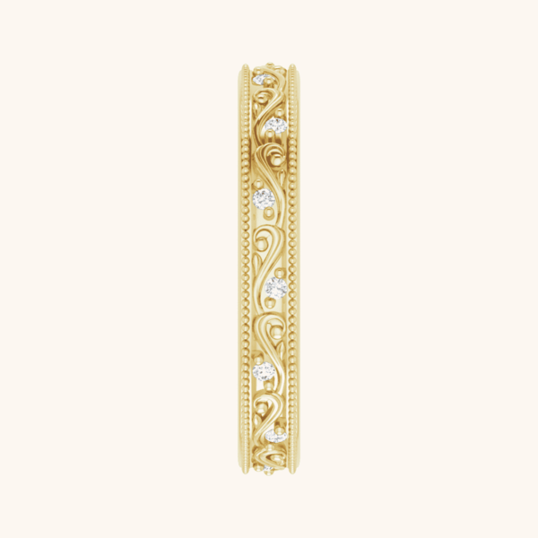 14K Gold Floral Diamond Ring yellow