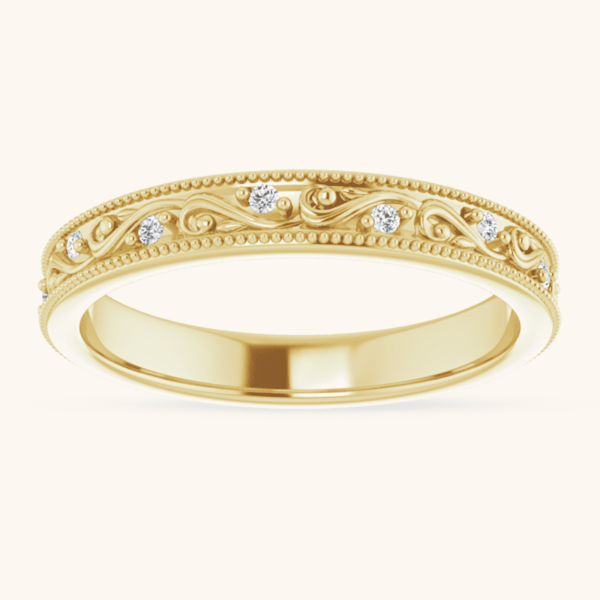 14K Gold Floral Diamond Ring yellow