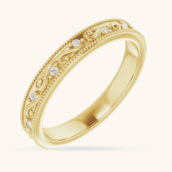 14K Gold Floral Diamond Ring yellow