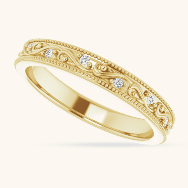14K Gold Floral Diamond Ring yellow