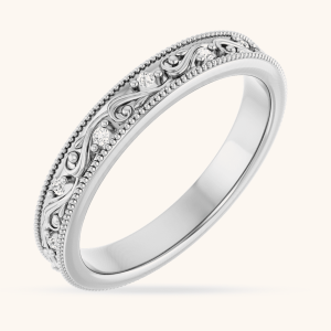 14K Gold Floral Diamond Ring white