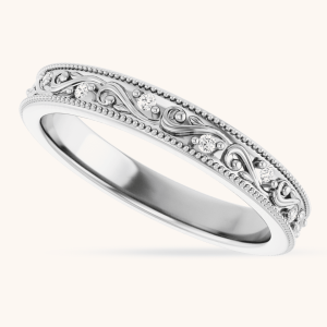 14K Gold Floral Diamond Ring white