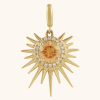 Gold Sun Necklace with Citrine & Diamond Halo