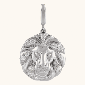 Gold Diamond Necklace Lion Pendant