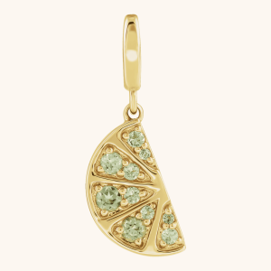 14K Gold Lime Wedge Pendant Necklace
