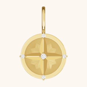 Dazzling Gold Charm Compass Pendant