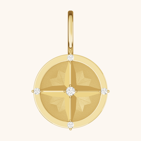 Dazzling Gold Charm Compass Pendant