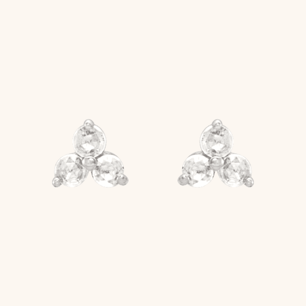 Three-Stone Gold Earrings