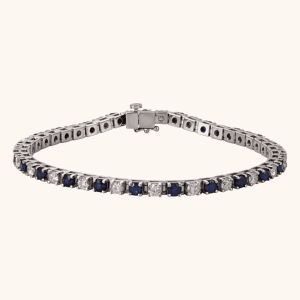 14K White/Yellow Natural Diamond – Diamond Line Bracelet