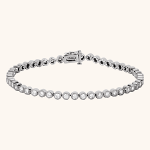 14K White Natural Diamond Line Bracelet