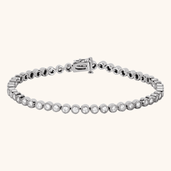 14K White Natural Diamond Line Bracelet