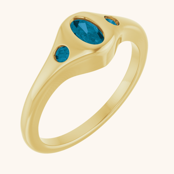 14K Yellow Ring With Natural & Lab-Grown Diamonds and Gemstones