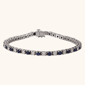 14K White/Yellow Natural Diamond – Diamond Line Bracelet