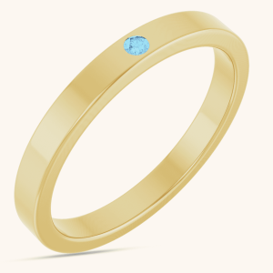 Stackable Ring 14K Yellow/Silver Lab-Grown Aqua Sapphire