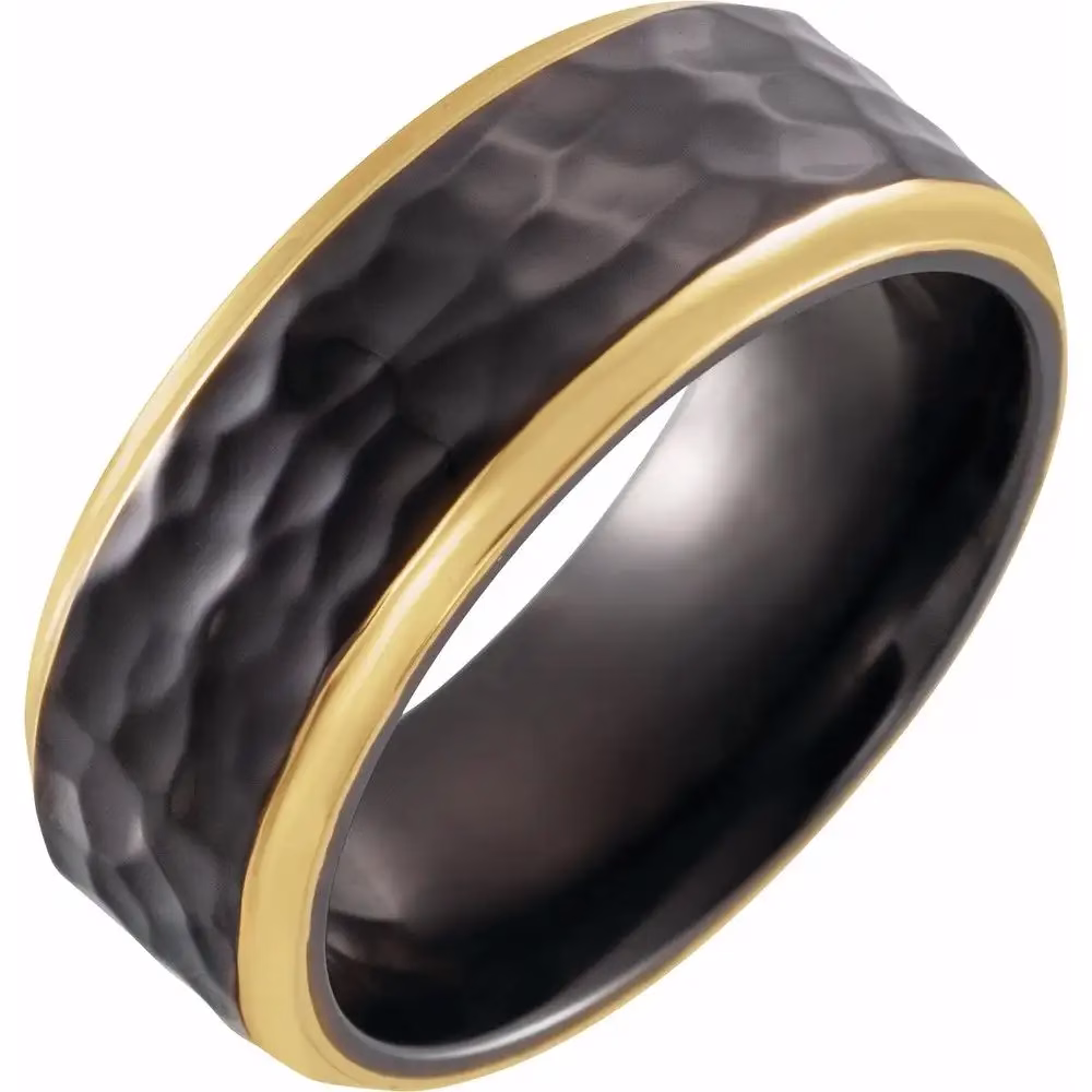 Mens Hammered Wedding Band
